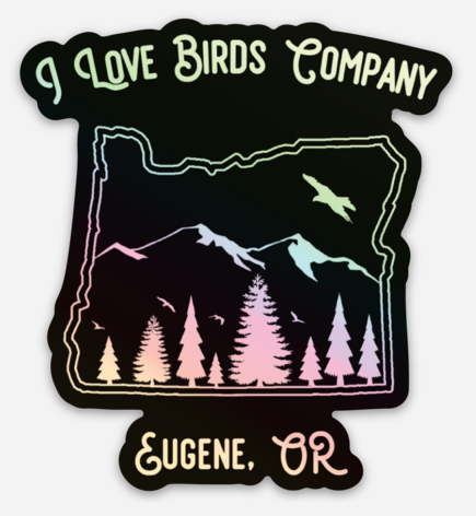 Eugene, OR - Holographic Sticker - I Love Birds Company